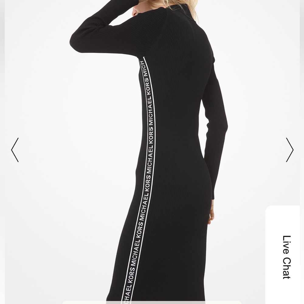 Micheal Kors logo tape ribbed dress